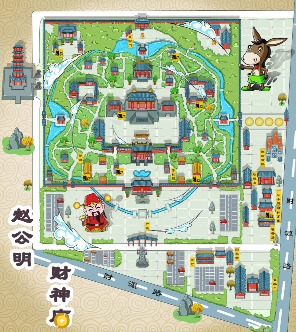 新昌寺庙类手绘地图
